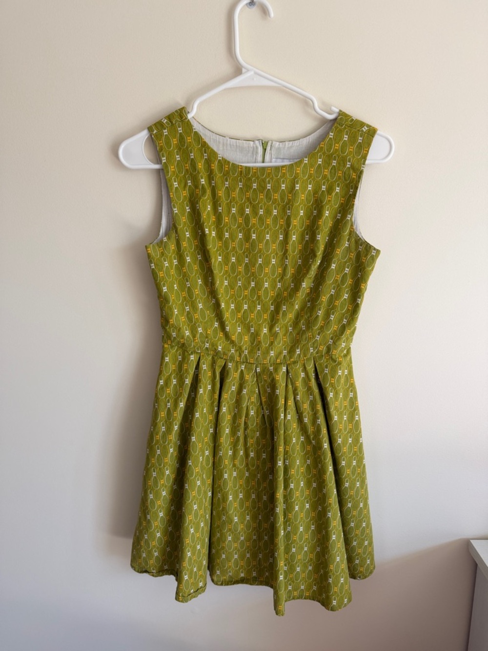 Bea and Dot by ModCloth Olive Green Patterned Sleeveless Dress